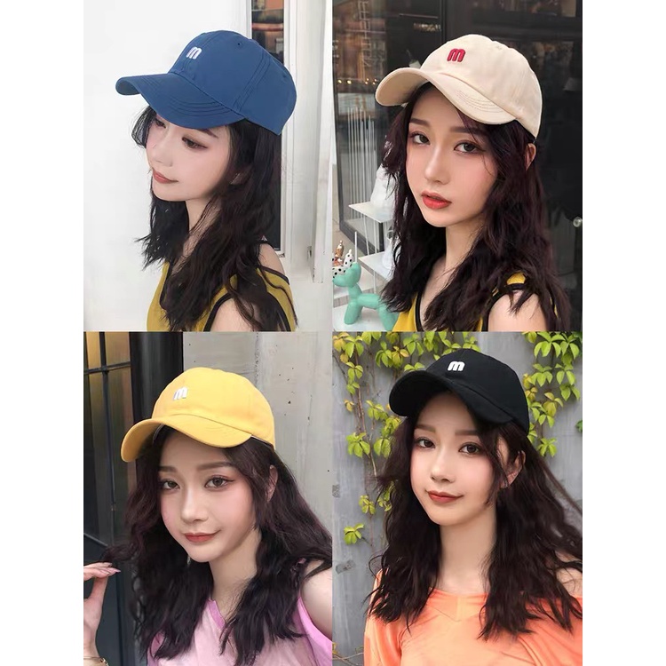 Mũ nón lưỡi trai thêu chữ M phong cách Unisex Hàn Quốc