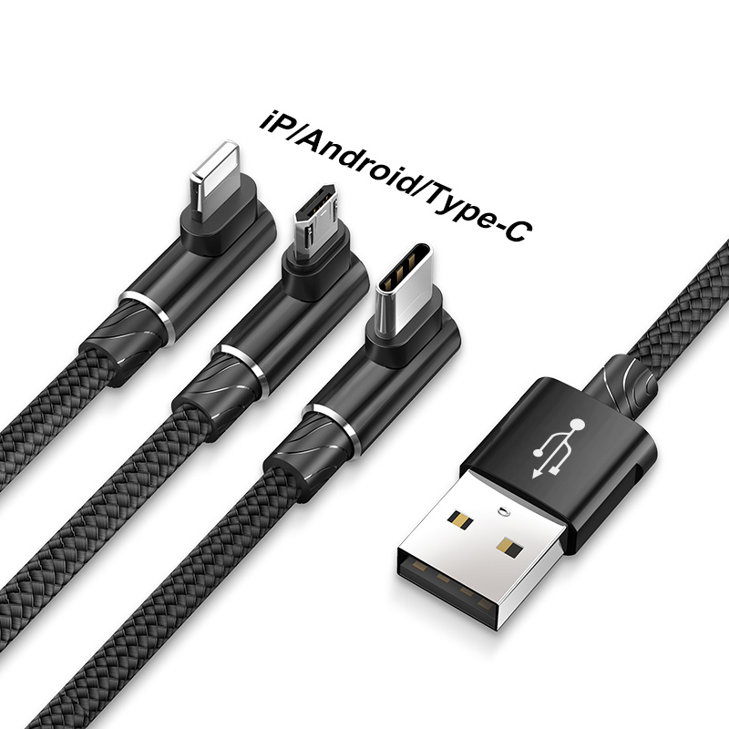 BASEUS MVP Elbow 3.5A 1.2m Lightning 8pin + Type C + Micro USB 3-in-1 Data Charge Cable