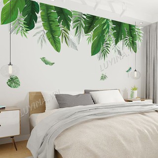 Decal dán tường trang trí văn phòng , quán cafe , phòng khách-Tán lá xanh đậm