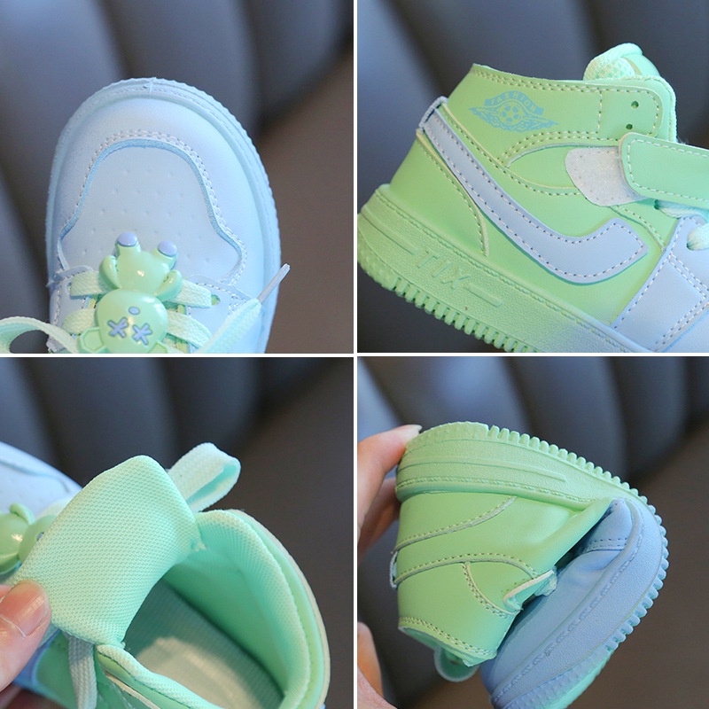 Children's sports shoes high top girls' casual shoes non-slip cartoon boys' board shoes soft bottom baby shoes single