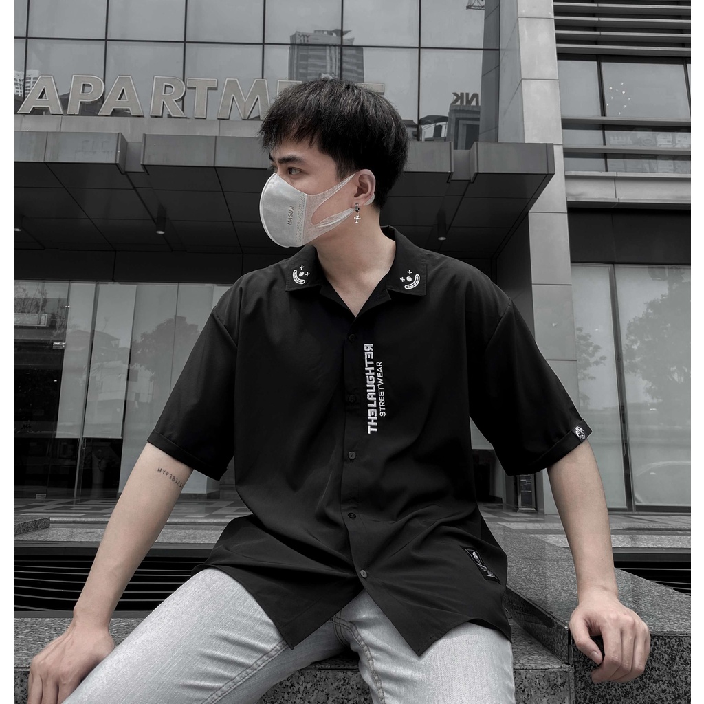 LAUGHTER EMBROIDERED SHIRT - SƠ MI THÊU LOGO BASIC | BigBuy360 - bigbuy360.vn