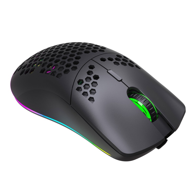 Chuột không dây T66 thiết kế hình tổ ong tích hợp đèn nền RGB 2.4GHz có thể sạc lại USB cho văn phòng/tại nhà
