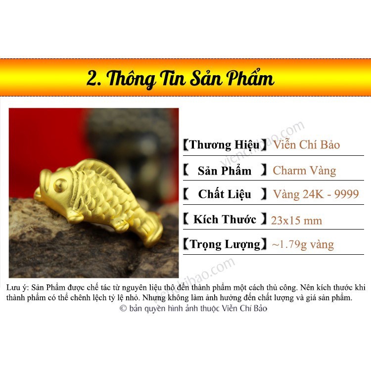 Charm vàng Kim ngư chất liệu bạc 24K thời trang phụ kiện trang sức thương hiệu Viễn Chí Bảo C240058