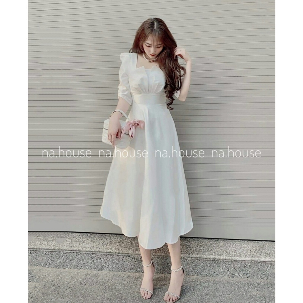 ĐẦM TRẮNG ĐI DỰ TIỆC CƯỚI SINH NHẬT NAHOUSE VÁY XÒE HAI LỚP THIẾT KẾ ĐẸP VÀ XINH XẮN