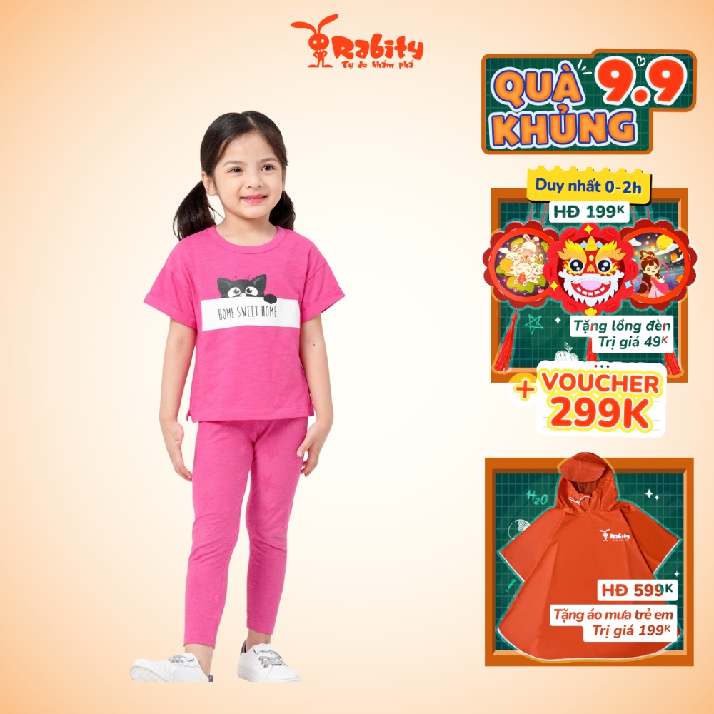 Quần legging dài cho bé gái Rabity vải sợi tre thoáng mát mềm mại kháng khuẩn tốt kiểu dáng basic 90715.90714