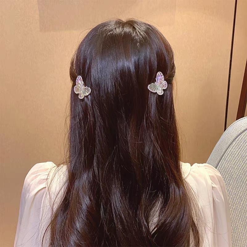 Kẹp tóc hồ điệp ánh nhũ trong suốt mã Kg-01
