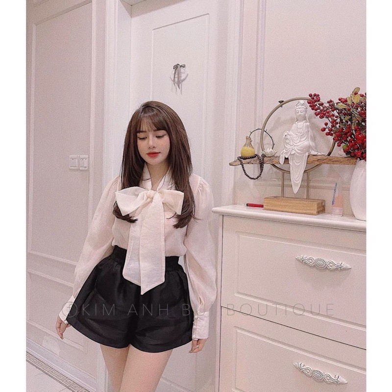 sơ mi tơ cổ nơ siêu xinh