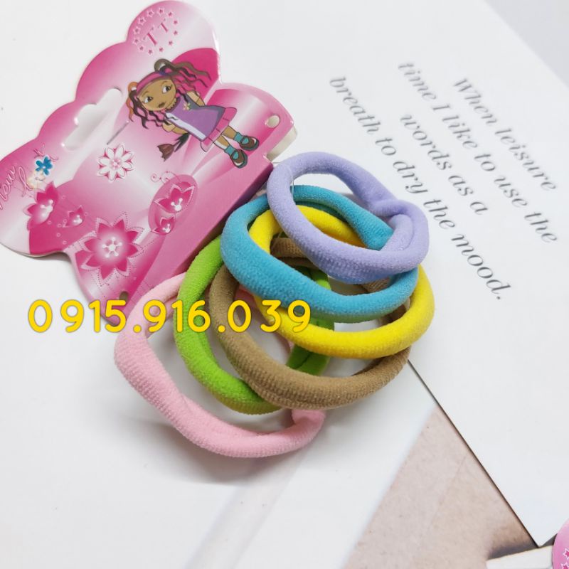 Set 6 Cột tóc nâu tây, buộc tóc thun nhiều màu