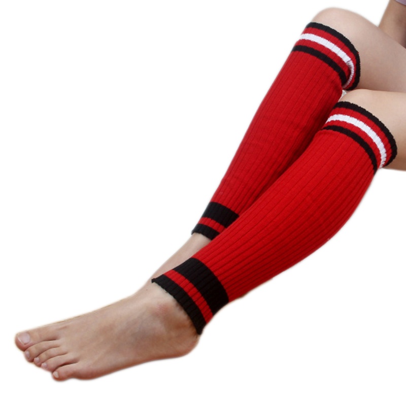 Tất Ống Chân Dệt Kim Giữ Ấm Màu Sắc Tương Phản Phong Cách Thể Thao Cho Nữ