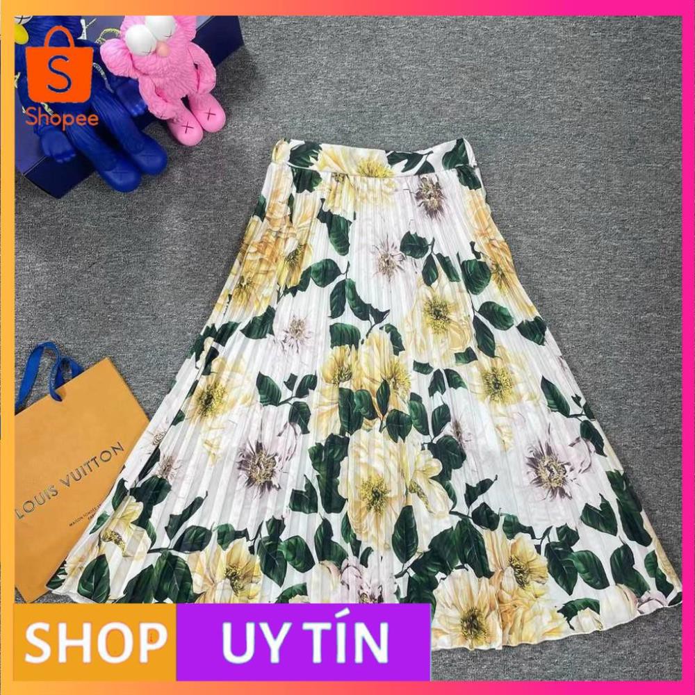 HÀNG NHẬP CAO CẤP -SET ÁO THUN THÊU LOGO HOA KÈM CHÂN VÁY XÒE DẬP LY - [MẪU ĐẸP CHẤT LƯỢNG]