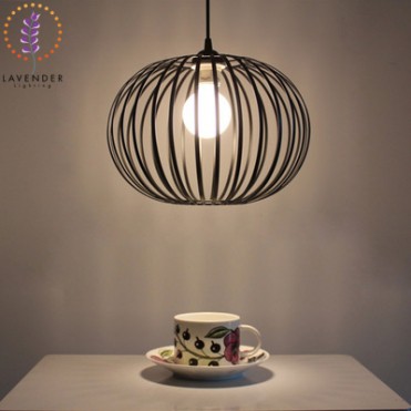 Đèn thả nghệ thuật rọ sắt quả bí ngô TH034