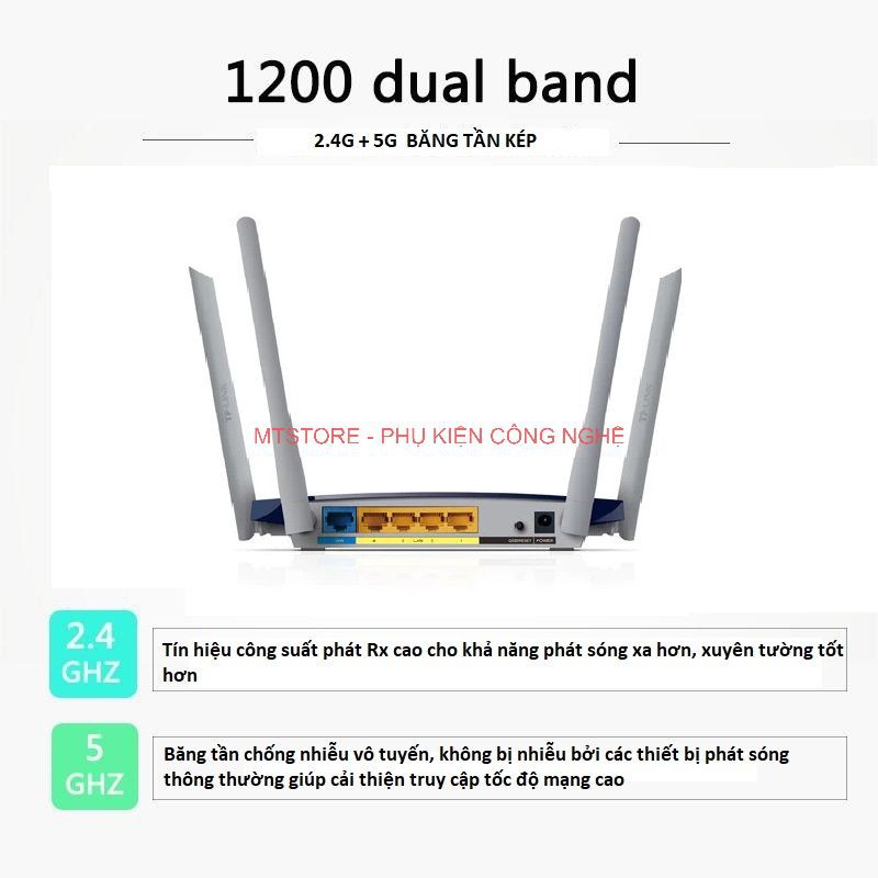 Bộ phát wifi TP LINK băng tần kép 6300 chuẩn AC 1200 Mbps, cục phát wifi tplink sóng xuyên tường