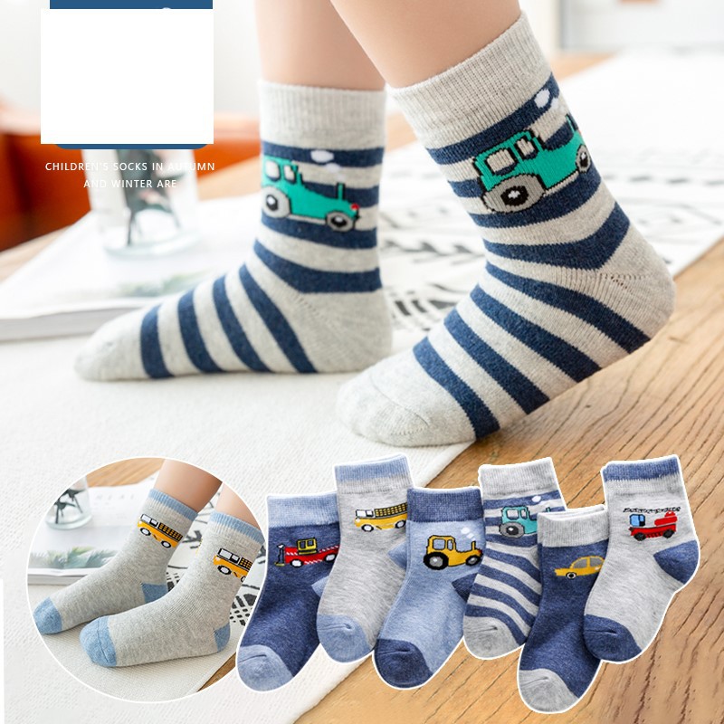 Combo 5 đôi tất ô tô cho bé trai có đủ size từ 1-6 tuổi