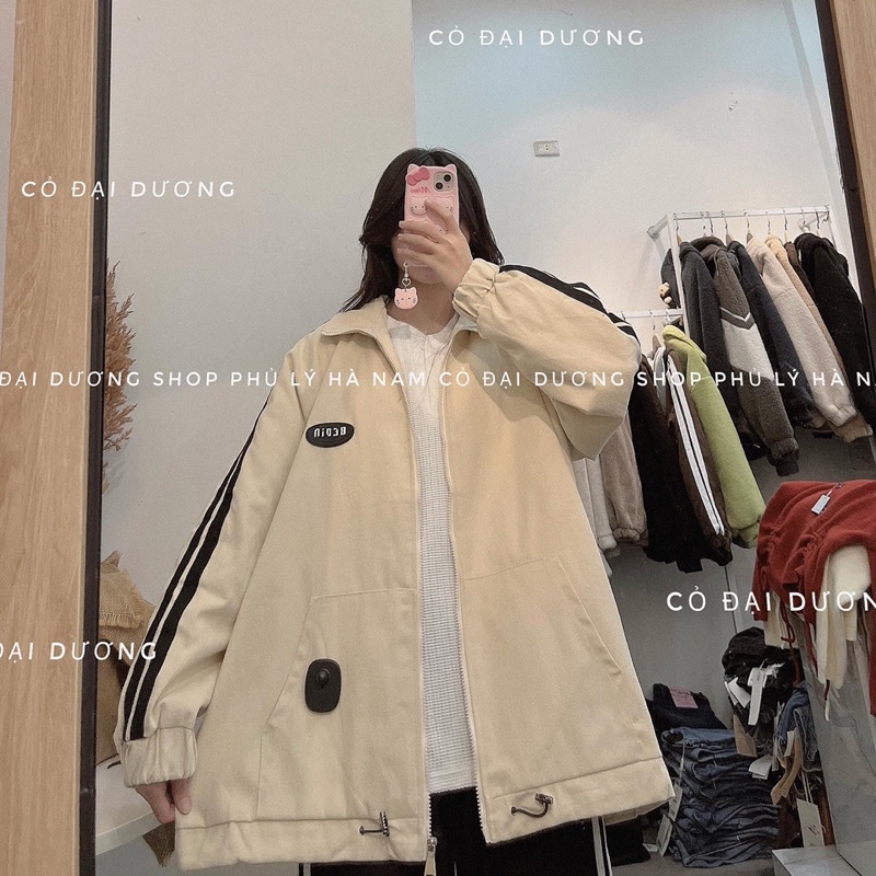 Áo khoác kaki bomber viền tay logo ms179