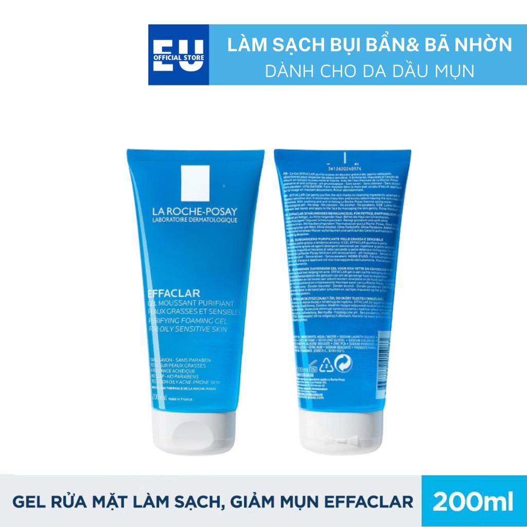 Sữa rửa mặt La Roche Posay cho da dầu mụn, nhạy cảm La Roche-Posay Effaclar Purifying Foaming Gel