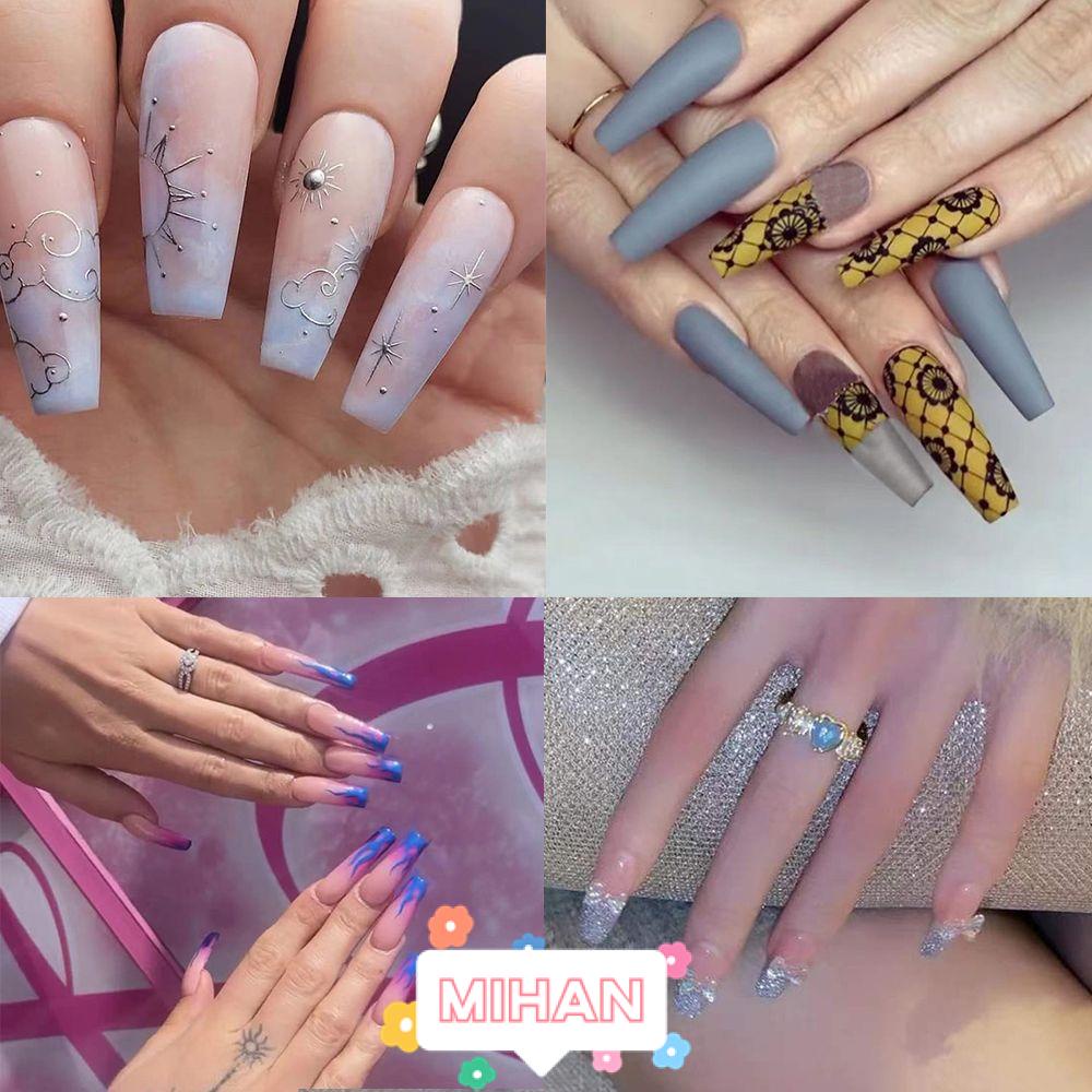 MIHAN1 24pcs/Box French Ballerina Wearable Detachable Nail Tips Coffin False Nails Artificial Manicure Tool Press On Nails Full Cover Fake Nails