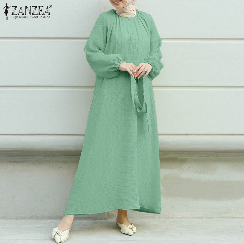 Đầm hồi giáo ZANZEA dáng dài cổ tròn phong cách thanh lịch