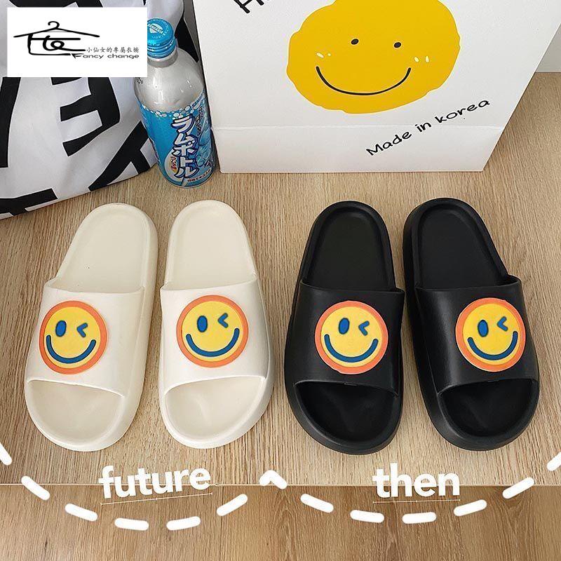 Dép Đi Trong Nhà/Ngoài Trời Đế Dày Họa Tiết Mặt Cười Thời Trang Mùa Thu Mới Cho Nữ