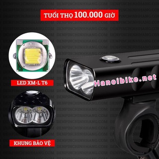 đèn xe đạp siêu sáng-đèn led vỏ nhôm nguyên khối cao cấp chống nước chống bụi bx2