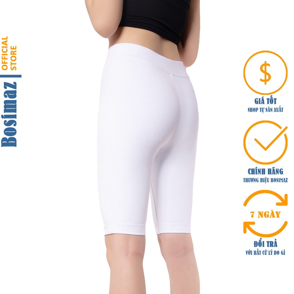 Quần Legging Nữ Bosimaz MS353 ngắn không túi màu trắng cao cấp, thun co giãn 4 chiều, vải đẹp dày, thoáng mát. | BigBuy360 - bigbuy360.vn