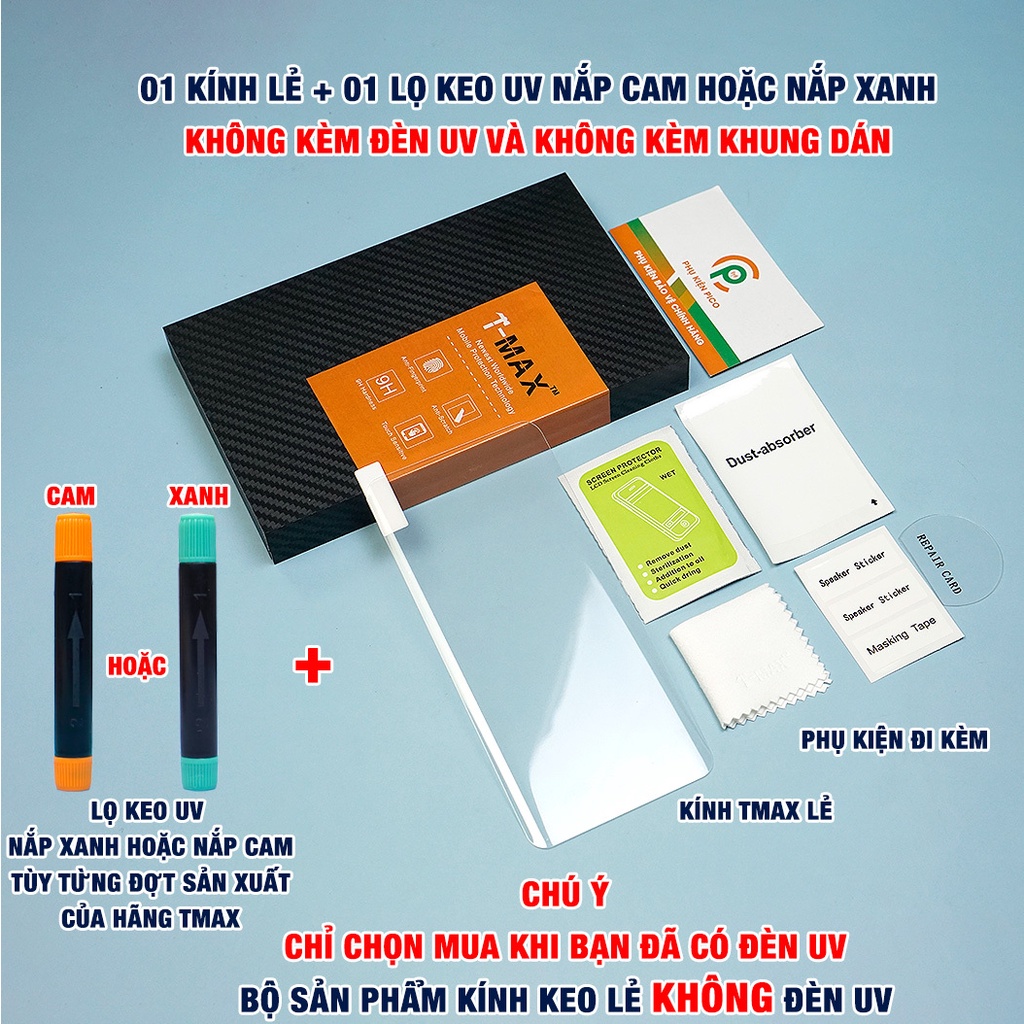 Kính cường lực Samsung Galaxy S23 Ultra / S22 Ultra / S21 Ultra / S20 Ultra full màn hình chính hãng T-Max đèn UV cỡ lớn