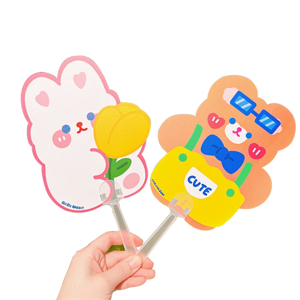 PVN45157 QUẠT NHỰA CẦM TAY CUTE HÌNH GẤU, THỎ Giá Rẻ