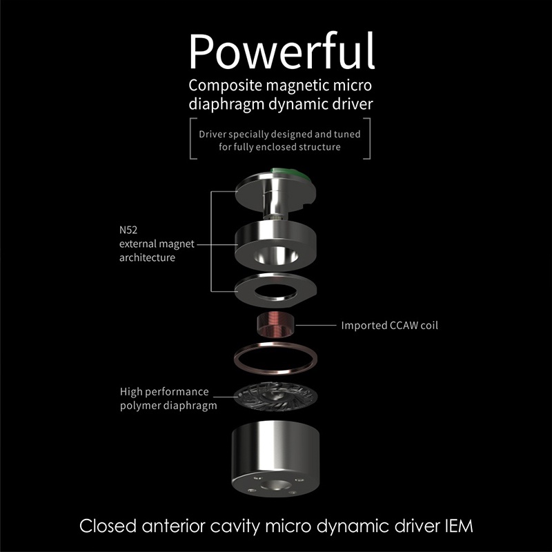 Tai nghe động MoonDrop Quarks Dynamic Driver Earbuds micro 6mm IEM hiệu suất cao