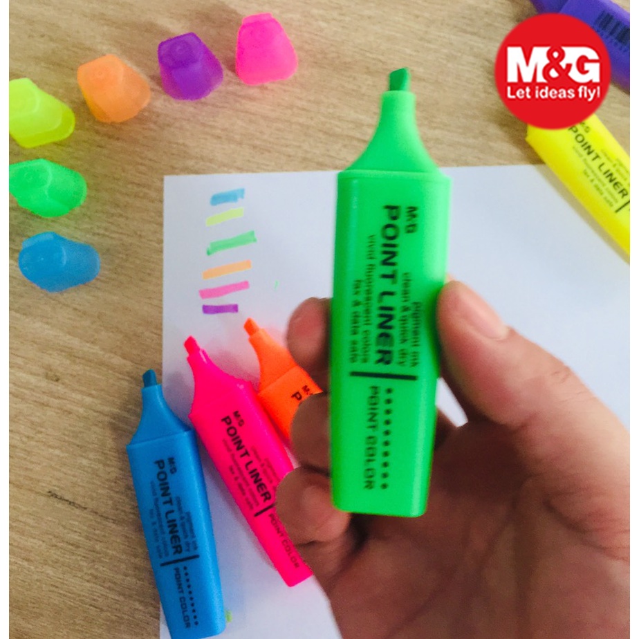 Bút nhớ dòng dạ quang chất lượng giá tốt AHM21571 màu mực đậm, sáng nhanh khô có 6 màu