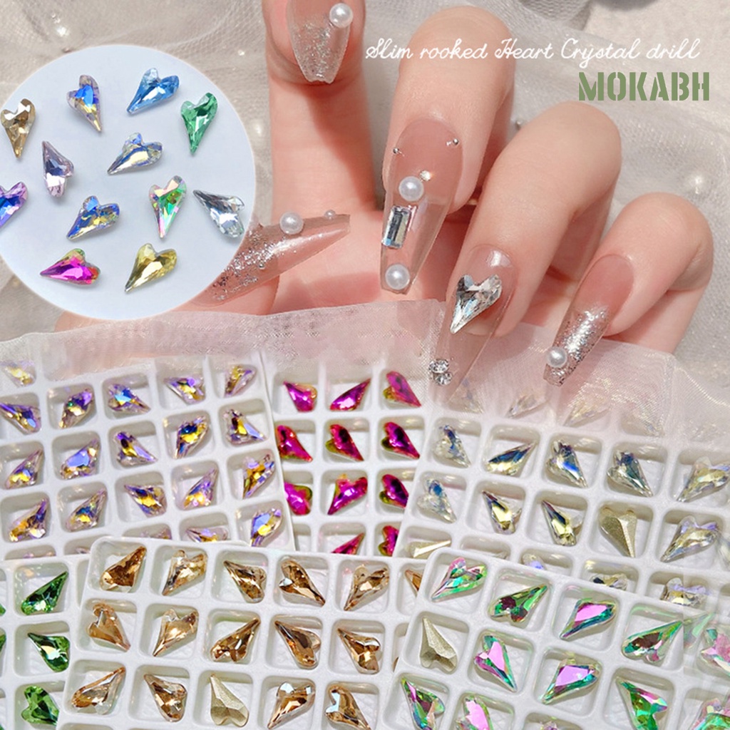 Set 10 Phụ Kiện Trang Trí Móng Tay 3D Lấp Lánh Màu Sắc Tươi Sáng