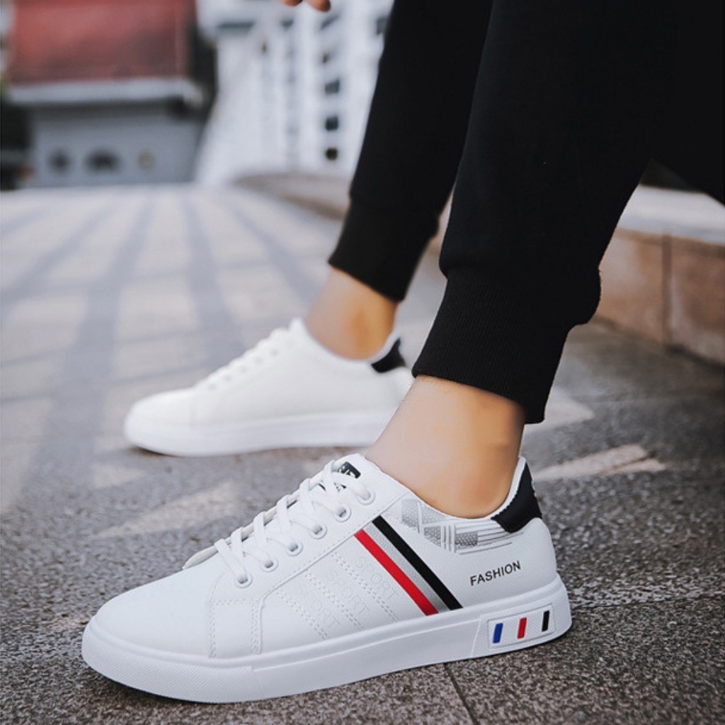 Giầy Sneaker Giầy Thể Thao Nam Da G07 Đế Mềm Chống Trơn Trượt Thoáng Khí Khử Mùi Phong Cách Hàn Quốc