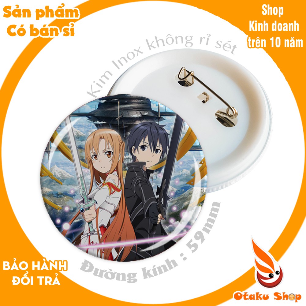 <20/640 MẪU>Huy hiệu anime phim SAO Đao kiếm Thần Vực Sword Art Online nhân vật Kirito,Asuna đặt in hình theo yêu cầu