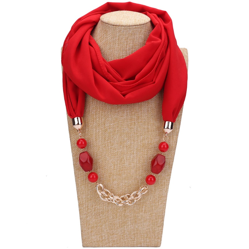 Khăn Choàng Cổ Chiffon Phối Mặt Vòng cổ Kiểu Cổ Điển Cho Nữ