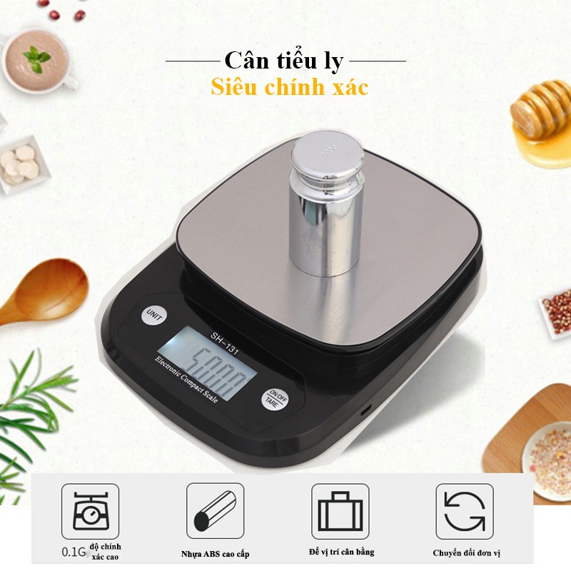 Cân Tiểu Ly Điện Tử 3kg - 0.1g, 5kg - 0.5g Cân Tiểu Li Nhà Bếp Siêu Chính Xác Mini Compact Scale Cao Cấp