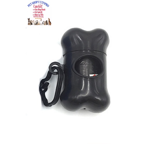 Hộp đựng túi rác vệ sinh cho Thú Cưng Hình cục xương dễ thương Chất liệu nhựa, Kèm móc khóa, Kèm 1 cuộn túi đựng