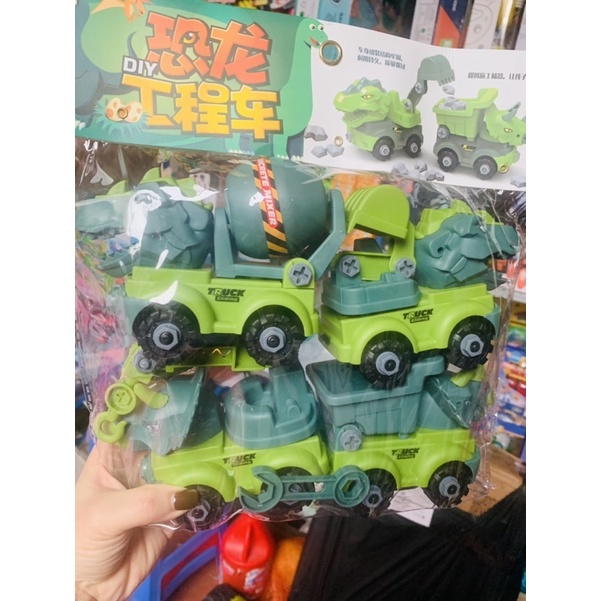 ĐỒ CHƠI BỘ 4 XE KHỦNG LONG CÔNG TRÌNH THÁO LẮP LOẠI TO