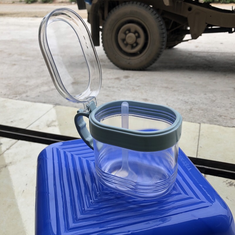 Set 3 hũ đựng gia vị HOKORI nhựa trắng trong suốt kèm muỗng 2936