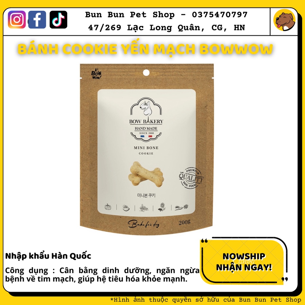 BOWWOW [ 200gr] - Snack Cookie Yến Mạch Cho Chó