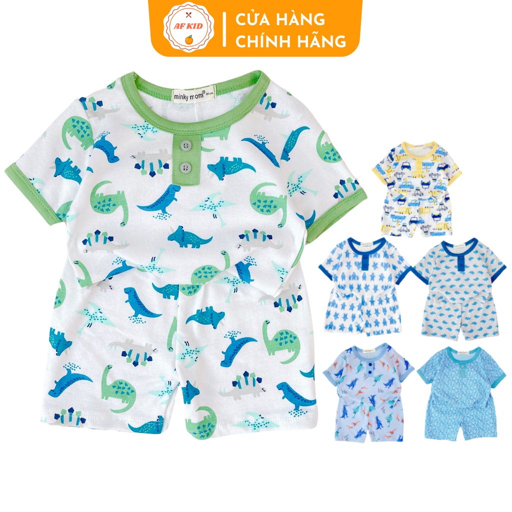 Bộ quần áo cộc tay AF KID Voi con 2 Cúc họa tiết vui nhộn cho bé trai bé gái chất Borip cao cấp siêu mềm siêu mát