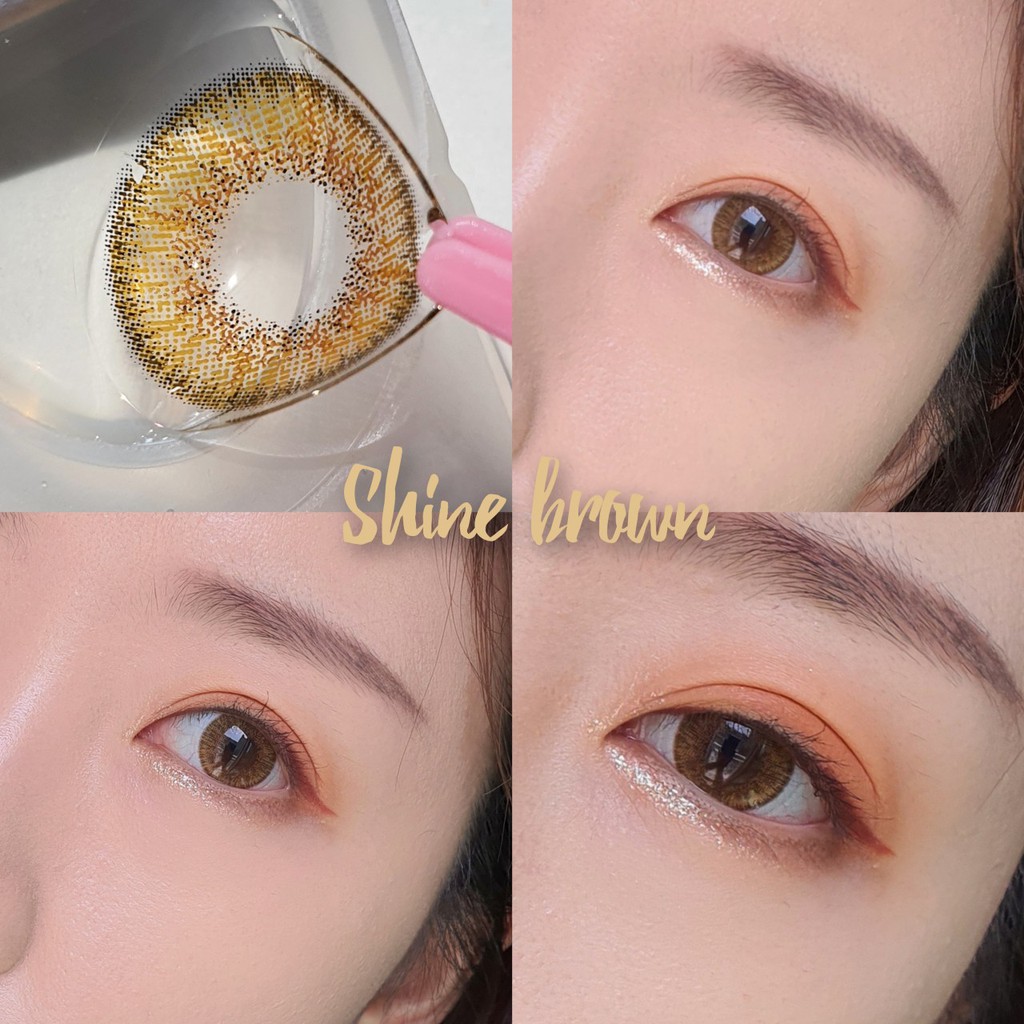 Lens hàn cao cấp 1 ngày màu nâu sáng cho mắt khô yếu đeo 12 tiếng - RA Shine Brown | Ann365 lens
