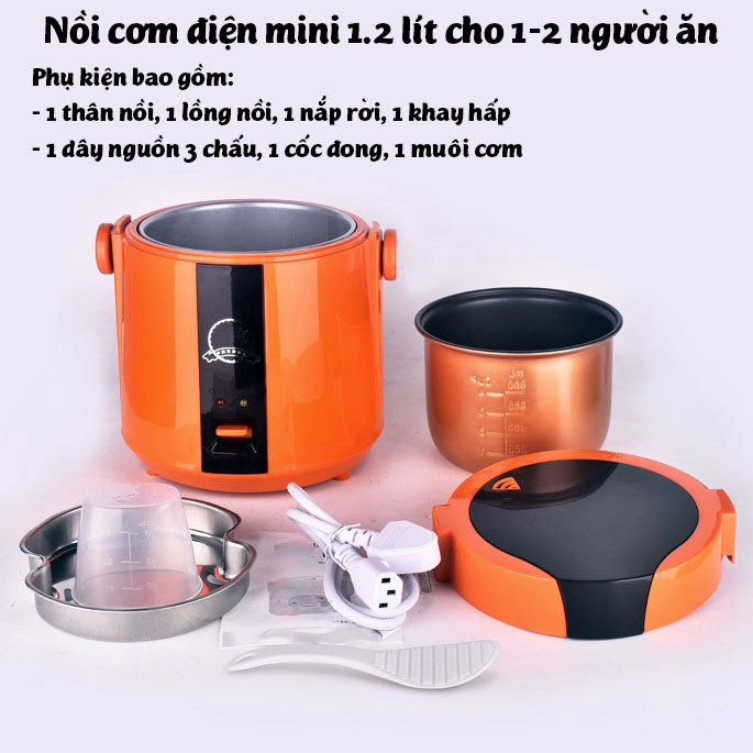 Nồi cơm điện mini Meiyun B12-A dung tích 1.2 lít nấu cơm hâm nóng nấu cháo hầm xương cho 1-2 người ăn | BigBuy360 - bigbuy360.vn