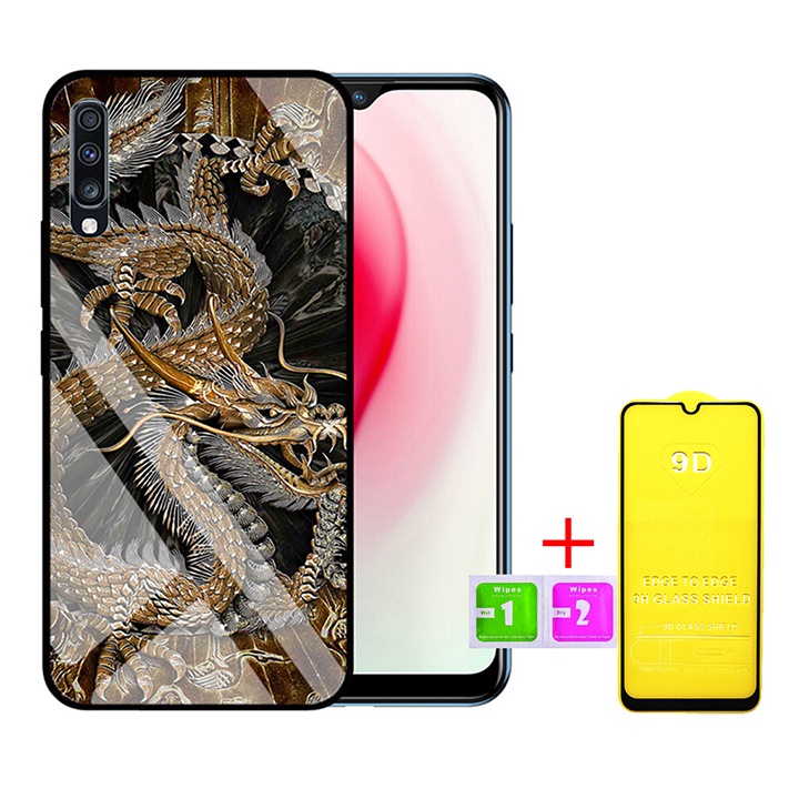 &quot;Combo 1 ốp lưng Samsung A70 + 1 Cường Lực&quot; Mặt kính 3D sang trọng_Không Nhòe, Không Phai Hình ( Tim shop )