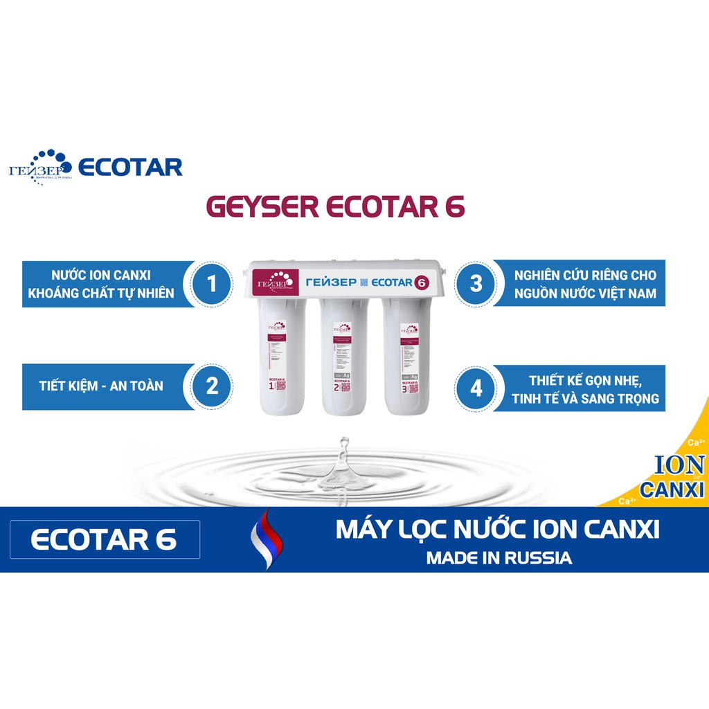 Máy lọc nước Ion Canxi Geyser Ecotar 6 ⚠️FREESHIP⚠️ Nhập khẩu LB Nga