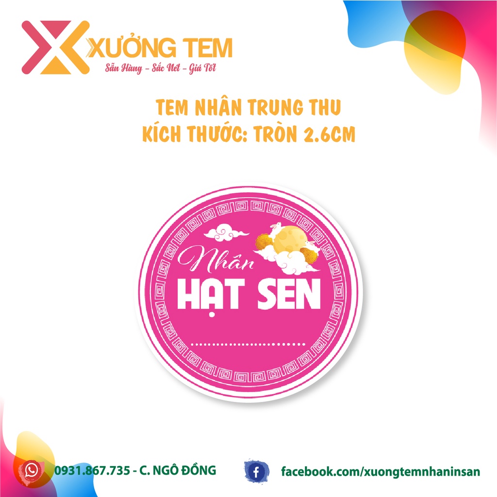500 Tem Dán, Nhãn Nhân Trung Thu Mới 2022-Cán Bóng Đẹp