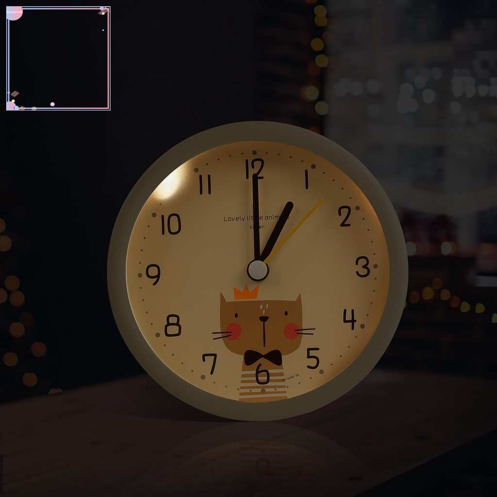 Đồng Hồ Báo Thức Để Bàn Không Gây Ồn Có Đèn Ngủ Họa Tiết Hoạt Hình Dễ Thương Cho Bé