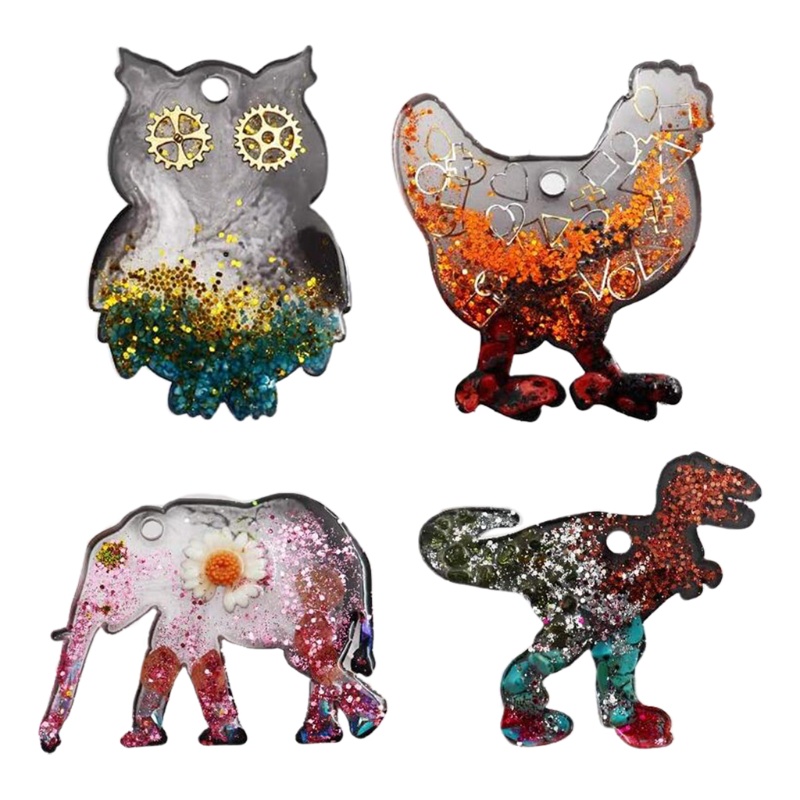 Khuôn Silicone Làm Móc Khóa Hình Gia Đình Động Vật