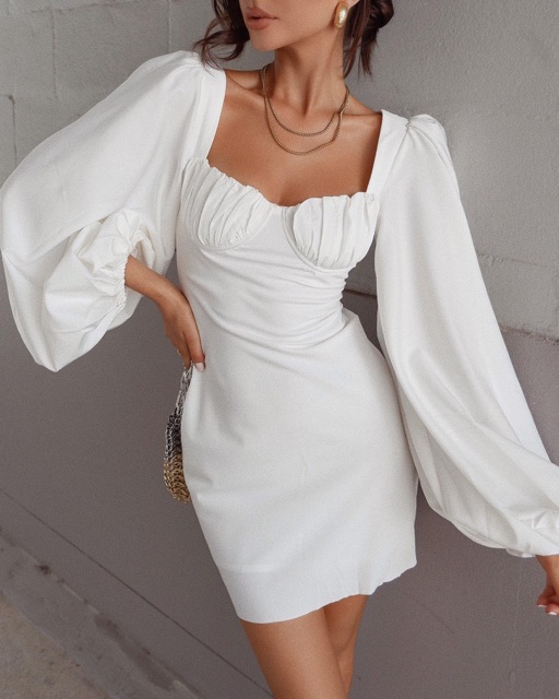 The Liv Dress - đầm lụa satin nhũ tay phồng | BigBuy360 - bigbuy360.vn