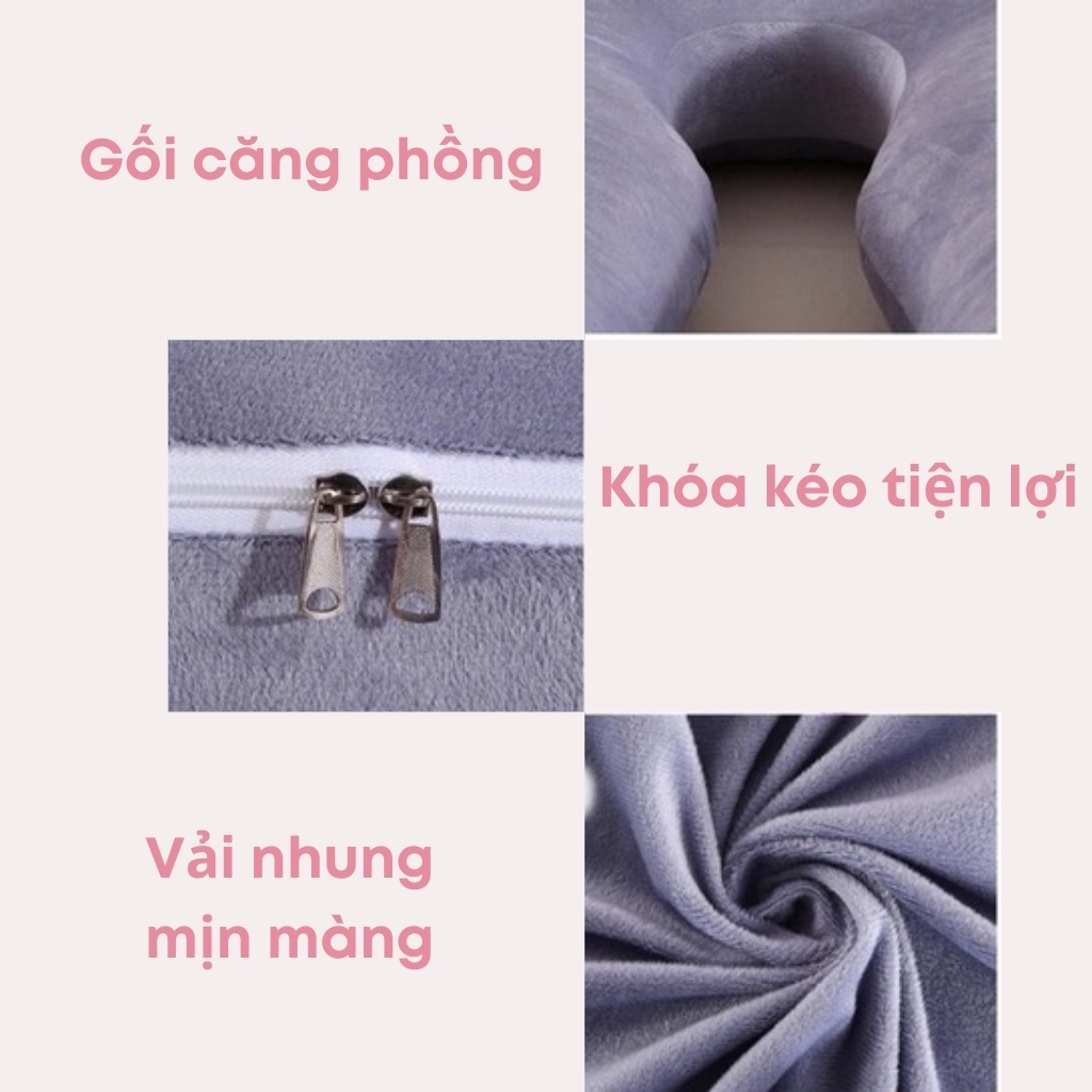 Gối ôm bà bầu chữ U massage cao cấp, gối bầu hút chân không - Mẹ Min's Shop