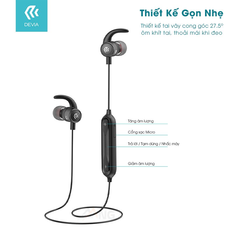 Tai nghe bluetooth không dây Thể thao DEVIA Lattice sport EM035 pin sử dụng liên tục 4h hàng chính hãng BH 12 tháng