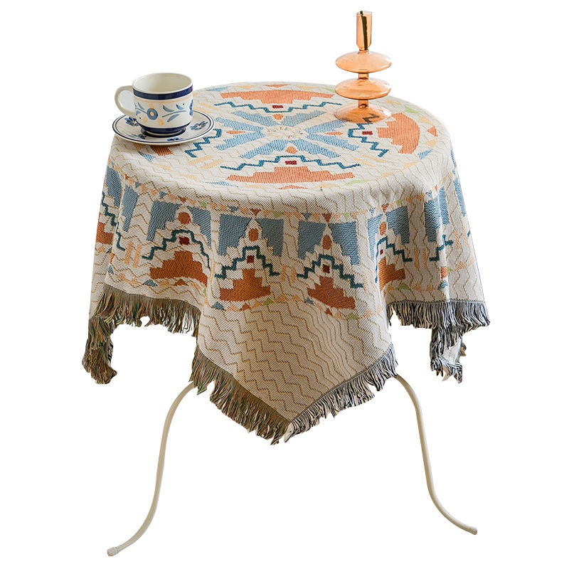 Khăn Trải Bàn Hình Vuông Chất Liệu Cotton Phong Cách Bohemian