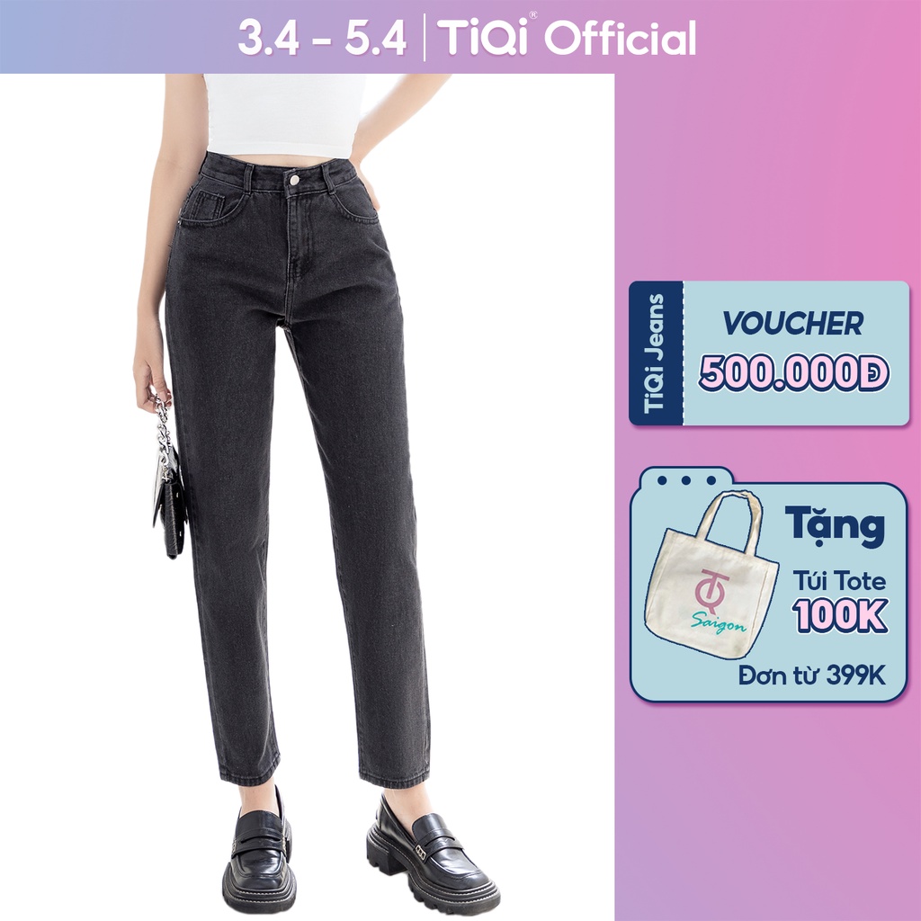 Quần baggy nữ lưng cao màu Đen Xám Xanh TiQi Jeans B1-77